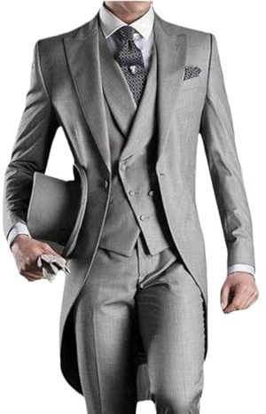 Hombre De Ajustado Groomsmen Smoking Traje de FRAC for Hombre, 3 Piezas, for Boda, Novio, Esmoquin, Formal, for graduación, Conjunto de Moda(Gray,XL)