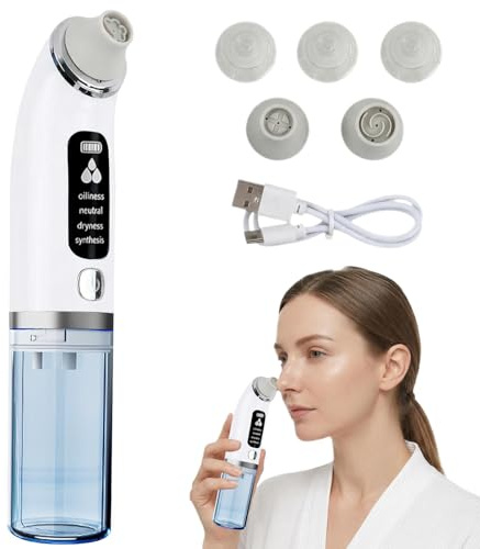 Succionador de Puntos Negros y Limpiador de Poros Facial Eléctrico - Kit de Limpieza Facial Profunda con 6 Cabezales y 4 Modos, Extractor de Espinillas y Acné Recargable USB