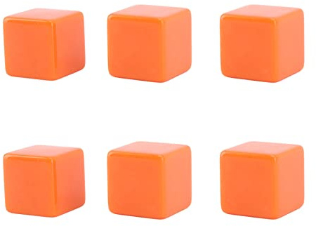 6 pezzi di dadi cubi fai da te non finiti blocchi di dadi insegnamento party puzzle 6 lati dadi cubi di plastica (Orange)