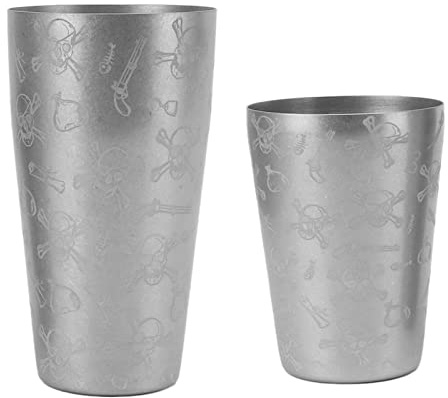 Duokon Cocktailshaker, 304 Rostfritt Stål Boston Cocktailshaker, Polerad Finish, Diskmaskinsäker, Slät Kant, Bartendershaker för Hemmabarfester Camping Picknick (Skallemönster utan bottenlinje)