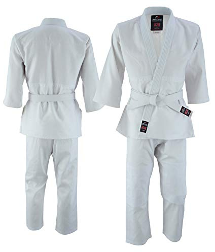 Malino Traje de Judo Gi para niños Uniforme de Poli-algodón 350Gsm Color Blanco tamaño 2/150