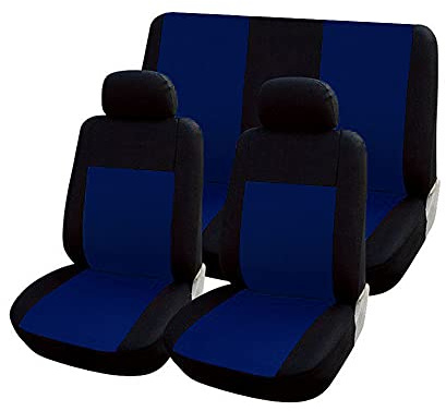 Rebeca Shop COPRISEDILI UNIVERSALI per Auto Kit Anteriore E Posteriore Vari colori Soft Confortevole Traspirante Protezione per Sedili Auto (Blu Scuro/Nero)