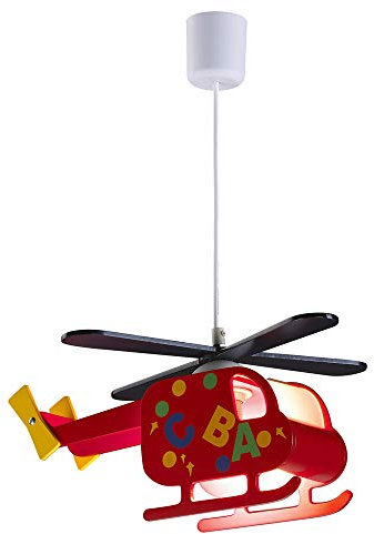 wonderlamp W-A000122 Lámpara de Techo Infantil Helicóptero Rojo