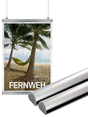 Warenfux24 Klemmleiste, Klemmschiene für Poster & Plakate, silber - 6 Größen (100 cm)
