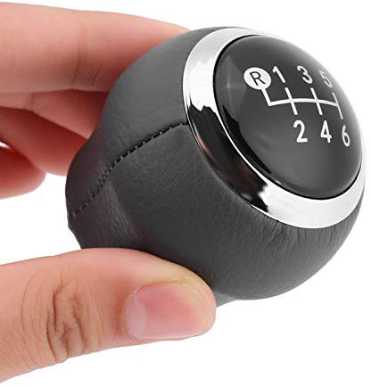 Niiyen 6-Gang-Schalthebelknopf, Auto-Kunstleder Schwarz Schaltknauf, Chrom Knauf Kompatibel mit Toyota Corolla Verso Auris Yaris RAV4 2007-2013
