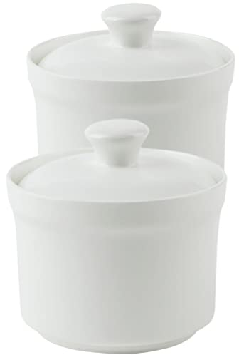 Kichvoe Ceramic Stew Bowls with Lids Set of 2 Ceramic Stew Pot Miso Soup Bowl White Porcelain Jar for Pho Rice Ramen Noodle Dessert Kitchen Use, 4-Inch, Easy to Clean, Dishwasher Microwave Safe
