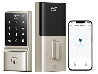 eufy Security Smart Lock C210, Keyless Entry Door Lock for Front Door, Built-in WiFi Deadbolt, No Bridge Required, Easy Installation, Touchscreen Keypad, App Remote Control, 4 AA Batteries, Nickel