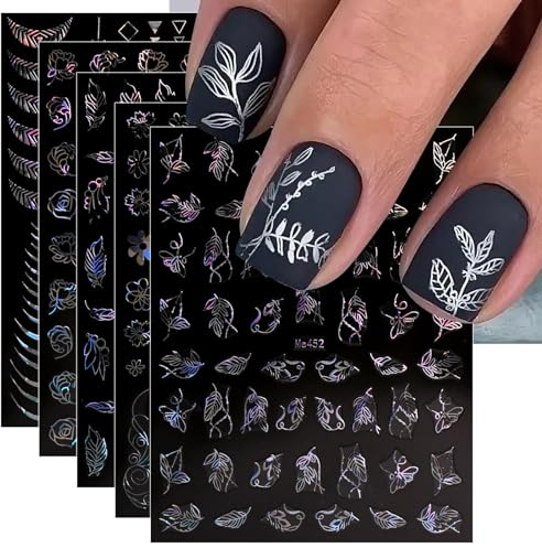 JMEOWIO Nagelsticker Frühling Blume 12 Blatt Nail Art Sticker Selbstklebend Nagelaufkleber Sommer Blumen Aurora Dekoration Nageldesign Zubehör