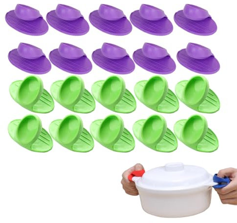 20 Stück Topflappen Silikon, Topfgriff Hitzeschutz, Silikongriffe für Töpfe Hitzebeständig Griffhalter Handclip Haltbarer, Topfgriff Hitzeschutz Klemmgriffen für Ofenschalen Finger Schützen