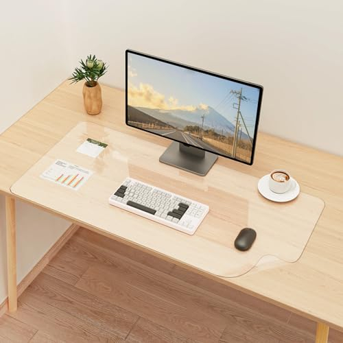 YSAGi Schreibtischunterlage Transparent, Klares Großes Mauspad, Wasserdichte Tischunterlage Schreibunterlage Durchsichtig, Tischschutz Unterlage Schreibtisch Zubehör für Büro & Zuhause (80 x 40 cm)