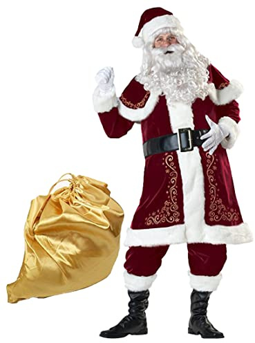 BLUCIELO Costume de Père Noël pour Hommes Complet de Déguisement de Père Noël Adulte Hommes（XXL）