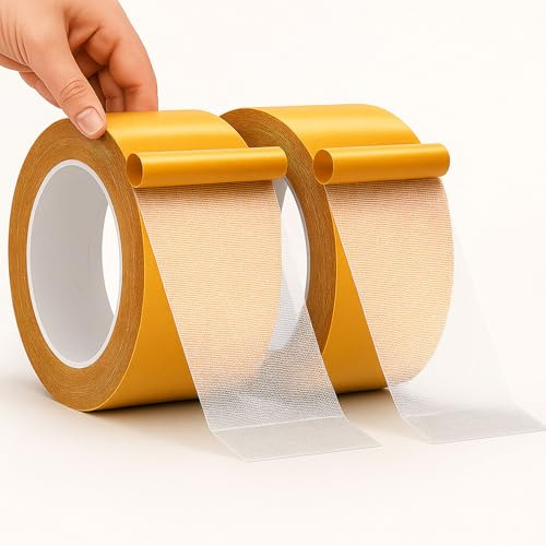 Doppelseitig Extra Stark Robustes Teppichklebeband Extrem Starkes Doppelseitiges Premium Gewebe Klebeband für Bodenbeläge Verlegen von Teppich und PVC Belag Klebepads Fixierung Verlegeband(5cmx10m)