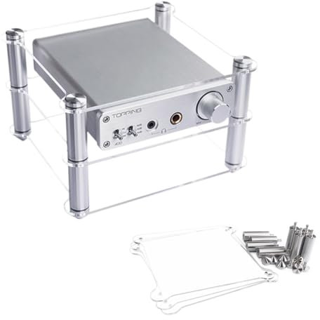 Mini HiFi Rack Audio Tower Stand con 2 Strati per Media AV Mensola Desktop Trasparente per Streaming Dispositivi CD e Console di Gioco