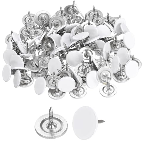 QUARKZMAN 100pz Chiodi per Tappezzeria, Testa Piana 11mmx10mm Chiodi Decorativi per Mobili Puntine per Mobili Divani Testate, Bianco