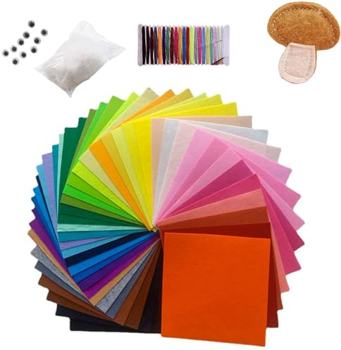 Fieltro Manualidades 40 Hojas 30x20cm Multicolor 1mm Grosor con Accesorios Costura para niños y Adultos proyectos DIY