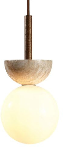 HEBXMF G9 Light Source Single Head Chandelier, Industrial Style Marble Glass Pendant Lamp, Ceiling Lighting Fixtures, Living Room Bedroom Bar Decoration Hanging Light