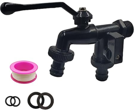 Robinet de Jardin Extérieur | Robinet avec Entrée 1/2 Pouce, Double Sortie Pour L'Extérieur, 1 en 2, Robinet Mural Robuste, Résistant au Gel Pour Le Lavage De Voiture