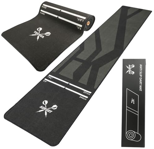Aukuoy Darts Mat Dart oche Mat Darts Accessories, Non Slip Dart Mat with Soft Tip and Steel Tip Throw Line Distances