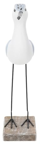 LIFKOME Estatua de Gaviota Costera de Madera Resistente Decoloración Figura Decorativa Mediterránea de Largo para Escritorio y Jardín Adorno Náutico para Decoración de Mesa Estilo Playa