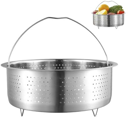 Inserto per vapore, in acciaio inox 304, inserto per vapore, 20 x 9,5 cm, inserto per cottura a vapore, inserto per vapore, inserto per pentole (argento)