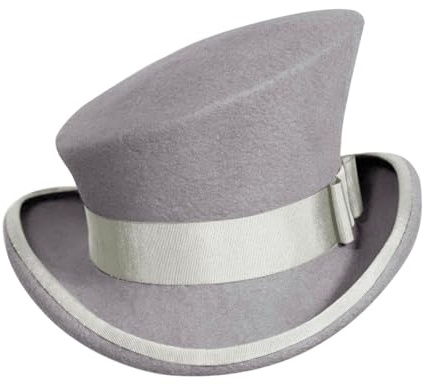 Chapeau haut-de-forme asymétrique en laine pour femmes et hommes - Unisexe - Chapeau punk à la vapeur - Chapeau haut-de-forme - Ruban décoratif - Chapeau chaud