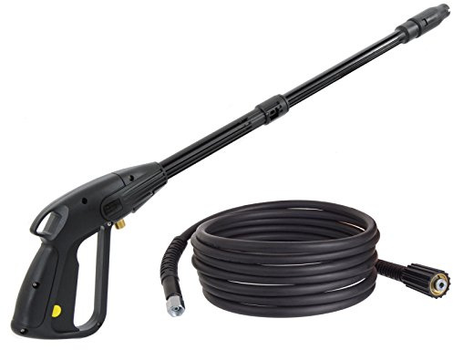 TC TECHNIC Högtryckstvättpistol M22x1,5 15mm Stift med Högtrycksslang & Lans – Tillbehör Till Högtryckstvätt – Justerbart Munstycke för Högtryckstvätt – 15m Slang