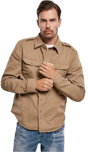 Brandit Vintage Shirt Long Sleeve, color: camel, size: XXL