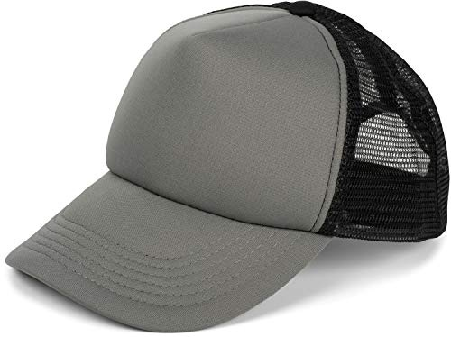 styleBREAKER Unisex Trucker-keps med mesh,Grå-Svart