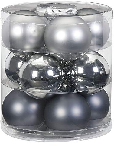 Magic Weihnachtskugeln Glas 8cm 12 STK. Christbaumkugeln (Hazy Grey - Grau)