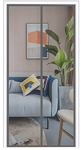 Magnetic Fly Screen Mesh Door, 135cm (Width) x 200cm (Height) Insect Protection Door Net Keep Insects Out, Install Without Drilling, Fly Insect Screen Door for Balcony Doors Patio (Gray)