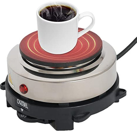 Fowybe Placa eléctrica pequeña | Taza café 500 W,Mini Estufa un Quemador, Calentador eléctrico para el hogar, café, té, Agua