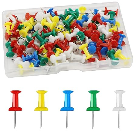 Senshuomy 100PCS Multicolor Heavy Duty Push Pins - Rust-Resistant Thumb Tacks for Bulletin Cork Board, Map & Notice Board with Storage Box | Office Classroom Organization Supplies