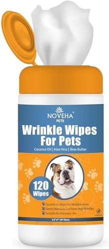 NOVEHA Salviette Antirughe XL per Cani, salviette Antirughe per Bulldog, Bulldog Francese, Carlino, Bulldog Inglese, salviette per più Aree, rimuove Sporco, Rughe, Pieghe, Macchie di Lacrime, Tasche