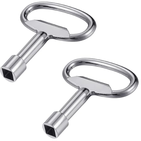 TENGEE 2 Stück Vierkantschlüssel,4 Kant Schlüssel,8 mm Vierkantschlüssel,Entlüftungsschlüssel,Heizungsentlüftungsschlüssel,für Gas Wasserzähler Kasten,Wasserhahn,Elektrischen Schaltschrank(Silber)