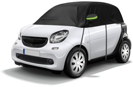 Mezza Copertura per Auto Compatibile con Smart Fortwo 2006-2025, Impermeabile Telo Copriauto per Auto Telone Contro Sole Neve Nero