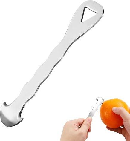 Sbucciatore di Arance, Sbucciatore di Arance in Acciaio Inossidabile Sicuro con Foro per Appendere Strumenti per Intagliare la Frutta e Sbucciarla Facilmente per Gadget da Cucina per la Casa (Argento)