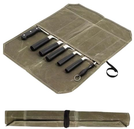 Con 7 compartimentos,Almacenamiento portátil para cuchillos,Bolsa portátil para cuchillos de chef,Bolsa para cuchillos de chef,Bolsa de cuchillos,Bolsa enrollable de lona encerada para cuchillos