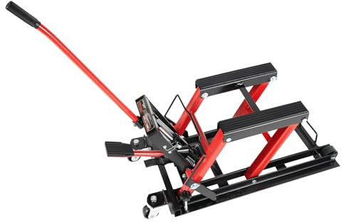 Plataforma elevadora hidráulica de motocicleta de 680 kg, para ATV, quad, elevador de gato, altura ajustable, para el mantenimiento de la motocicleta, negro, rojo, alta estabilidad y estabilidad