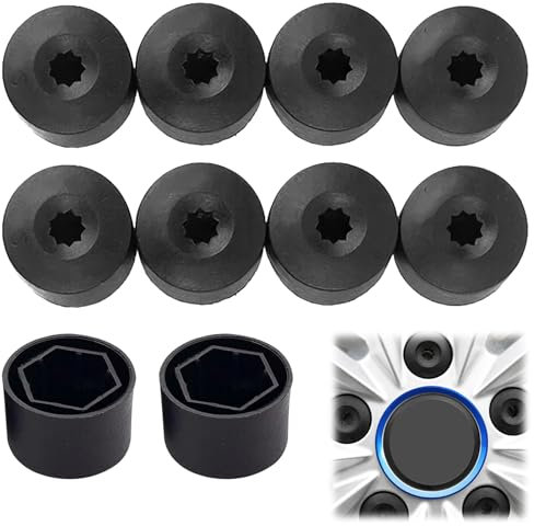 10PCS Black Lug Caps,17mm Hex Head Bolt Cover, Wheel Nut Covers Universal, Alloy Steel Wheel Lug Nut Covers Compatible with VW, Audi, Golf MK5, Bora (Black)