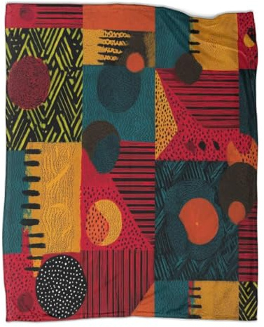 kaiyun Estampado Africanos Manta Suave Y Cómoda Impresa En 3D Patrones de Colores Brillantes Colcha Patchwork Adolescente Y Adultos Estampada Adecuada para Cama Y Sofá 80x90inch(200x230cm)
