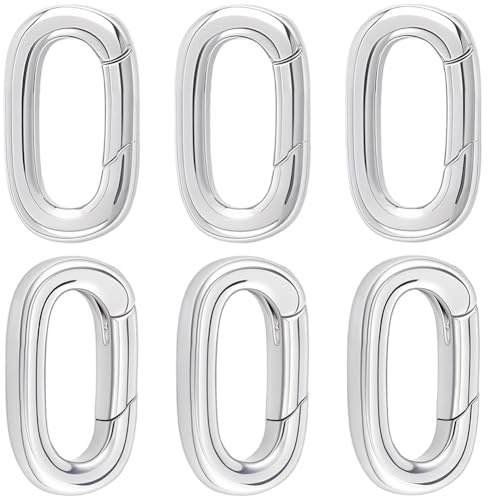 Beebeecraft 6 pz 0.55x0.32 Pollici Anelli A Molla in Acciaio Inossidabile Ovale Chiusura per Gioielli Moschettone Chiusura Argentata per Collana Bracciale Creazione Fai da Te Artigianato