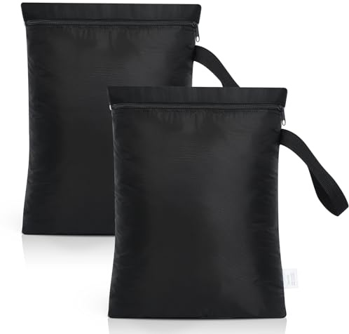 OTraki 2 Pezzi Sacco Biancheria Sporca da Viaggio,30x40cm Impermeabile Porta Costume Bagnato,Riutilizzabile Sacchi Biancheria Sporca,Borse Riutilizzabili del Pannolinoda da Bagno Spiaggia Gym (Nero)