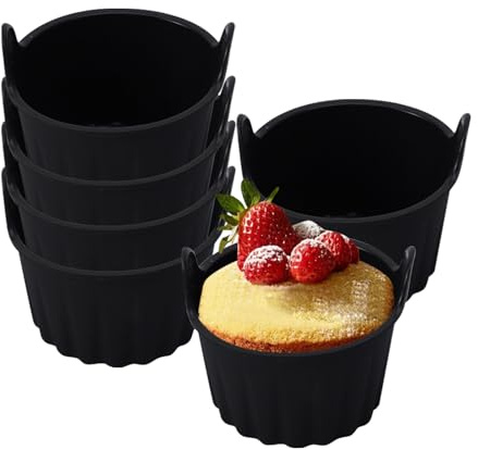 6PCS Ramekins for Air Fryer, Air Fryer Egg Mould, Food-Grade Silicone Ramekins for Poaching Eggs, Baking Soufflés, Muffins, Custards and Puddings