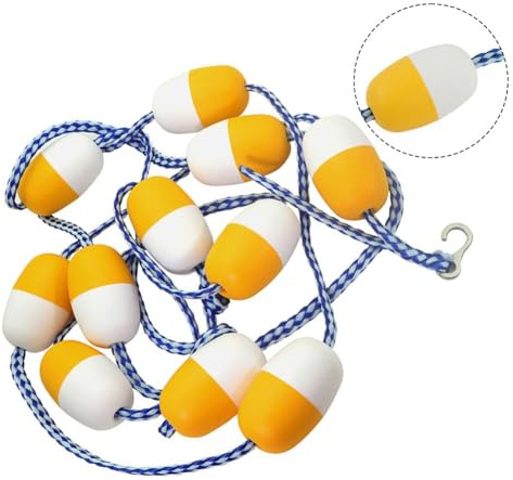 FUANA Waterline Flotteur de sécurité en nylon tressé pour piscines et voies navigables, diamètre de 7 cm, 5 m, blanc/bleu/jaune