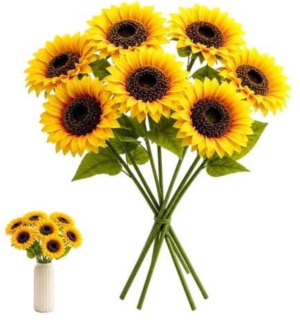 9 PiècesTournesols Artificiels, 40 cm de Décoration de Sunflower Decoration pour Table, Fleurs Artificielles Déco d'automne pour Mariage, Fête, Salon, Décoration de Table.