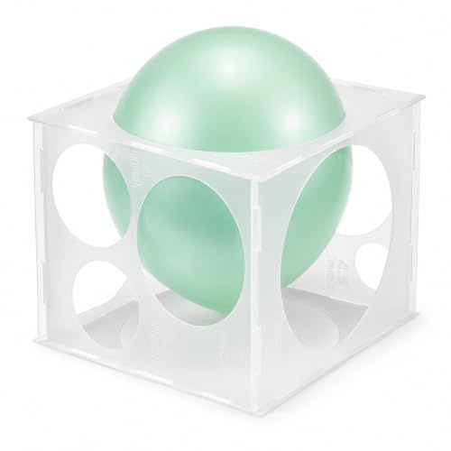 Balloon Sizer Cube Box, 11 Holes Balloon Measure Box | 2-10 Inch Collapsible Plastic Balloon Sizing Tool for Party Balloons, Balloon Arches, Columns and Home Decoration (Clear)