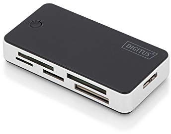 DIGITUS USB 3.0 Card Reader, All-in-One Kartenlesegerät für MS, SD, SDHC, MiniSD, M2, CF, MD, SDXC Speicher Karten, Schwarz