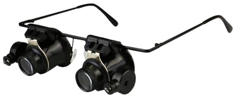 Meichoon Lupa montada en la cabeza, lámpara LED de 20 aumentos con batería, gafas profesionales de reparación de relojes, lectura de periódicos de alta definición