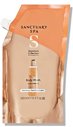Sanctuary Spa Shower Gel Refill Pouch, No Mineral Oil, Cruelty Free, Natural & Vegan Body Wash for Women, 500ml, Orange