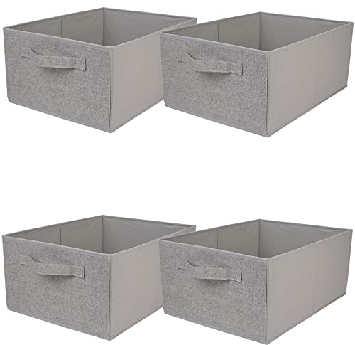 JAKAGO Foldable Wardrobe Storage Boxes 4 Pack, Superior Fabric Wardrobe Storage Organiser 39 x 29 x 20 cm, Clothes Drawers Organiser for Clothes Shirts Pants Towels Toys(Grey)